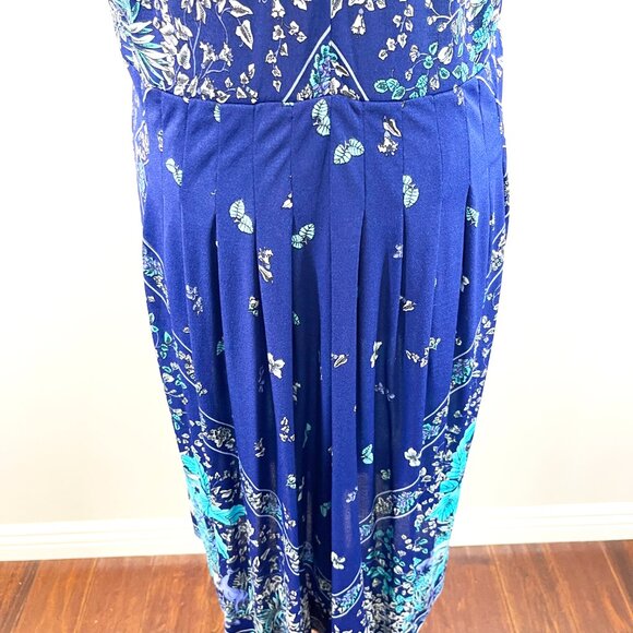 Vintage Italian Boho Floral Print Dress Blue Drop Waist Lightweight Size 4 - Picture 11 of 11